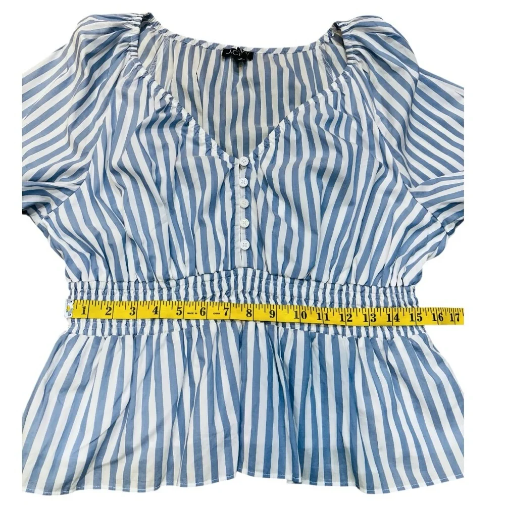 J Crew | V-neck smocked-waist top in stripe cotton lawn NWOT